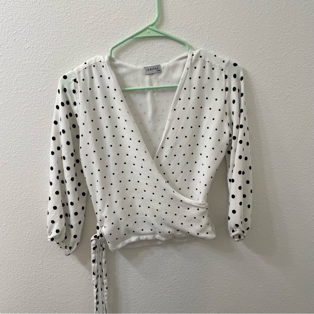 Iorane polka dot blouse white xs